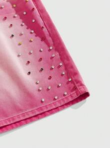 ROMWE MEN Street Life Pantalones cortos vaqueros sueltos y de colores para hombres - Rosa - Ver 2