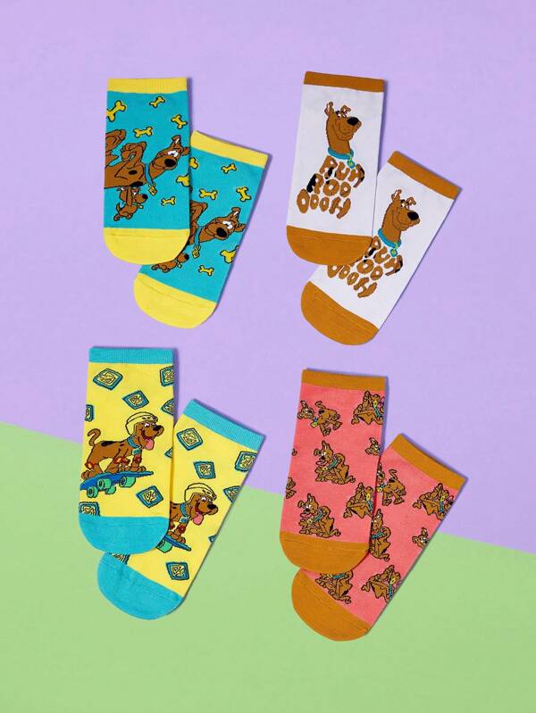 SCOOBY-DOO X SHEIN 4 pares de calcetines para tobillo de mujer