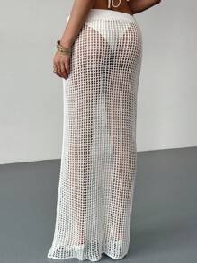 Aloruh Falda con decoración floral 3D y calada para mujer