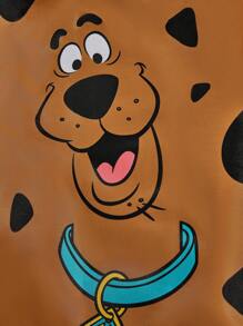 SCOOBY-DOO X SHEIN 1 chiếc Túi mua sắm gấp gọn bằng polyester in hình nhân vật hoạt hình dễ thương, Túi tote, được trang bị túi đựng đồ nhỏ có dây xích hạt, có thể treo trên túi, dành cho chó - màu nâu - Xem 5