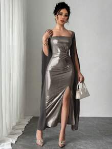 Chiquease New Style Women Elegant Pleated Waist High Split Dress - Multicolor - View 6