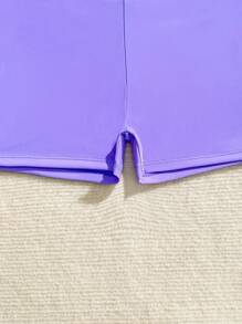 Costum de baie dintr-o bucată, cu mânecă scurtă și imprimeu botanic, cu fermoar pe jumătate, pentru fete - Multicolor - Vizualizare 6