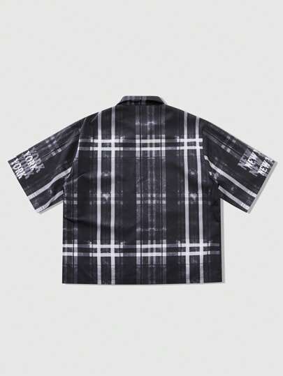 Street Life Men's Street Life Plaid & Slogan Print Rhinestone Embellished T-Shirt