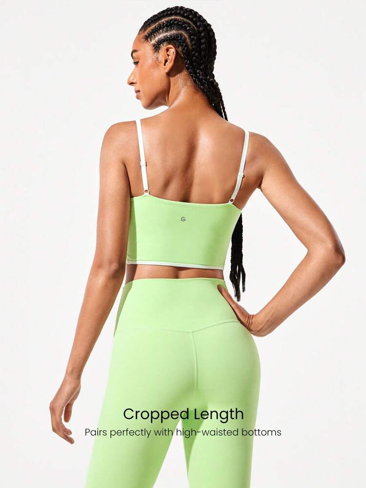 FeatherFit™ Two-Tone Scoop Neck Longline Sports Bra Low Impact Yoga Pilates Daily
