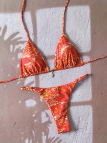 Swim Vcay Springbreak 女式夏季随机印花细肩带性感比基尼泳装 - 彩色 - 查看 3