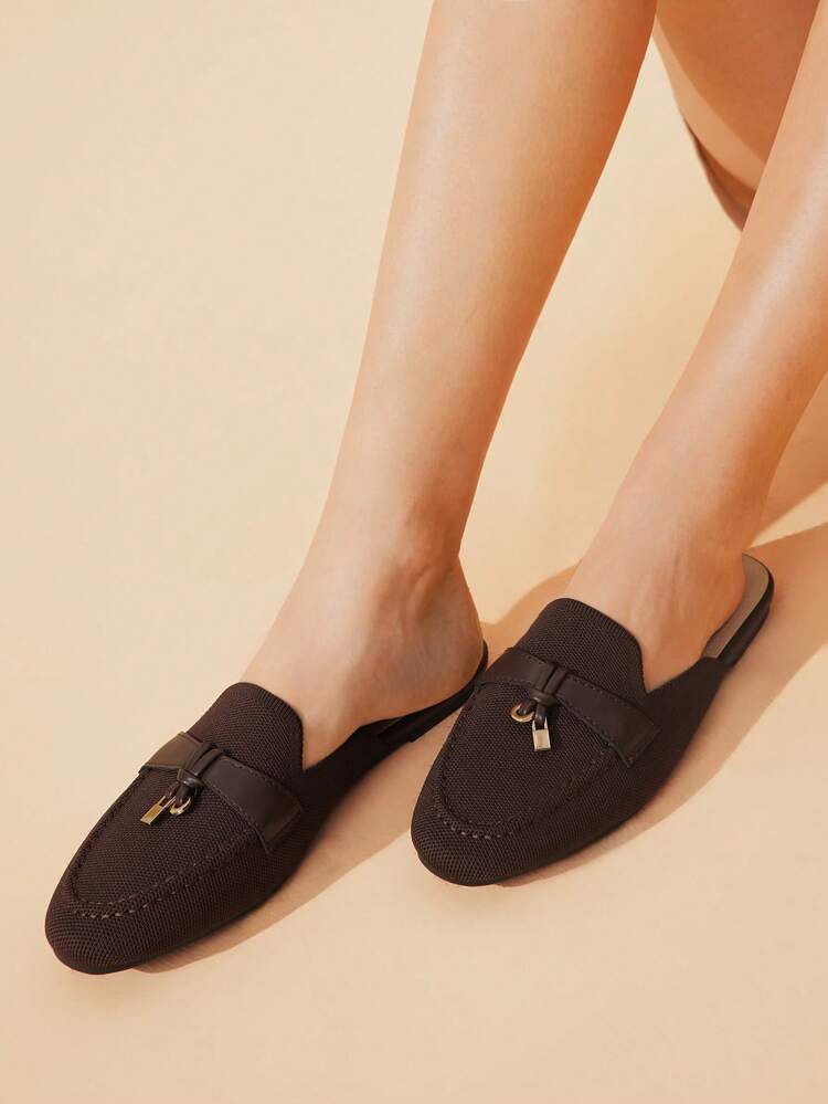 CUCCOO BASICS Round Toe Brown Flat Shoes, Comfortable Versatile Slip-On Mules Suitable For Commuting And Work, Women For Christmas Spring Shoes