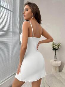 SHEIN 蕾丝边吊带睡衣 - 白色 - 查看 2