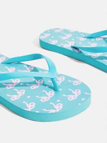 Grefit Cuccoo Star Print Flat Flip Flop Slippers, Suitable For Home, Beach & Outdoor Wear - Mint Blue - View 4
