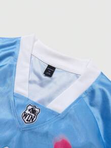 ROMWE MEN Prep Camiseta de manga corta de hockey sobre hielo para hombres, camiseta deportiva para el verano