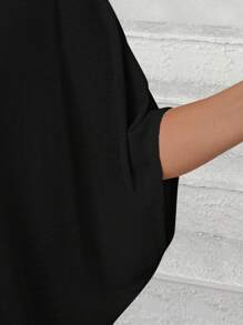 EMERY ROSE Plus Size Women Solid Color Bat-Wing Sleeve Open Front Casual Jacket Fall Women Clothes,Autumn,Fall Clothes Plus Size Cardigans Black Kimono Summer Cardigan Plus Size - Black - View 4