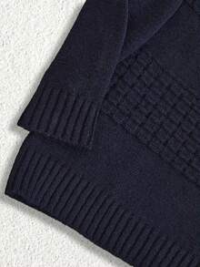 EURMUSE Men Textured High Neck Casual Regular Sweater - Mint Blue - View 3