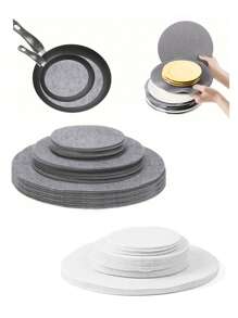 10/30 szt. okrągłych filcowych uchwytów na garnki i separatorów do talerzy Felt Mate - 3 rozmiary, odporne na zarysowania, odporne na ciepło, wielofunkcyjne akcesoria kuchenne do ochrony naczyń kuchennych, obiadowych i przechowywania - Wielokolorowe - Zobacz 2