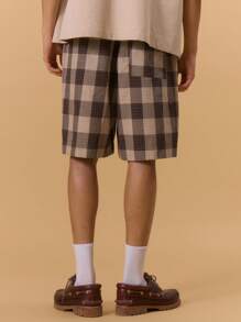 Musero Checkered Print Baggy Short, Elasticated Drawstring Waistband Spring, Summer, Holiday, Vacation - Multicolor - View 4