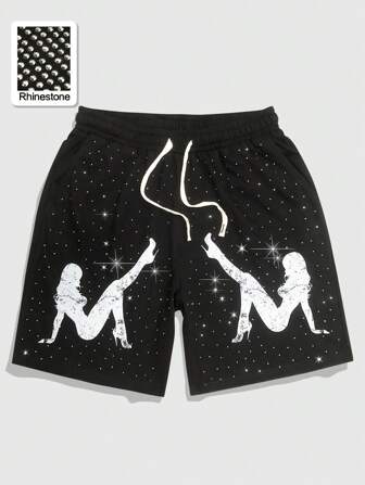 Street Life Shorts amples pour hommes à imprimé diamant étincellant
