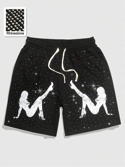 Men's Street Life Sparkling Diamond Print Relaxed Fit Shorts
