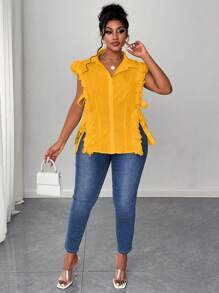 Maweii Plus Size Woven Elegant Romantic Floral Lace Sleeveless Shirt For Vacation