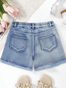 Pantalones cortos de mezclilla casuales, holgados y desgastados para niñas