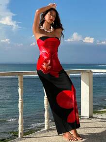 Opulessa 女式印花修身连衣裙 - 黑色 - 查看 6