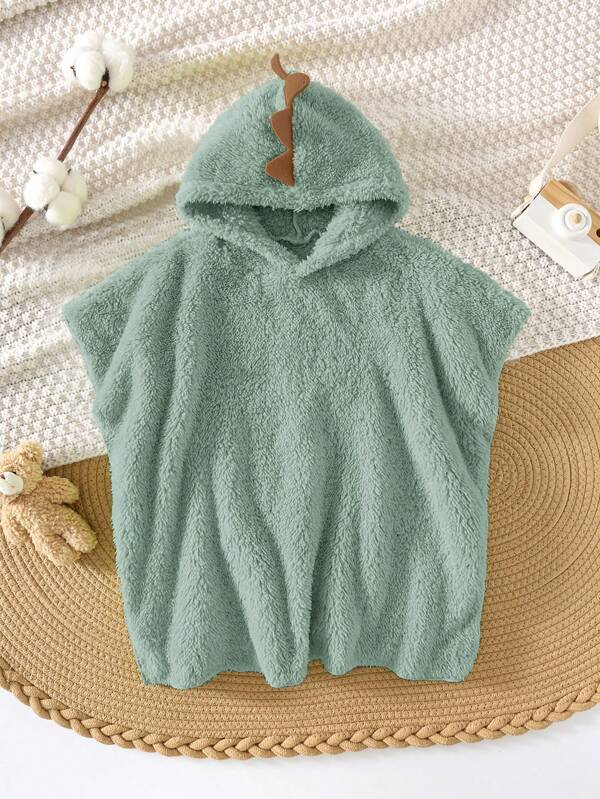 SHEIN Baby Boy's Cute Dinosaur Plush Hooded Robe/Cover Up, Casual Vacation & Beach Towel, Suitable For Seaside, Pool, Spa Holiday Toddler Hooded Towel Baby Hooded Towel Baby Bath Towel Toddler Bathrobe Kids Poncho Towel