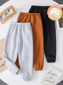 SHEIN 买二送一套装！男童休闲校园风舒适时尚简约实用可爱印花加厚保暖裤，适合返校季穿着，也适合日常穿着、上学、郊游、运动以及秋冬季节。 - 彩色 - 查看 4