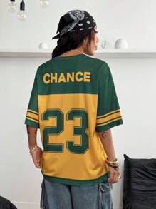 SHEIN Coolane Camisetas con cuello en V y malla transpirable de estilo deportivo y urbano para mujer, tipo jersey de Brasil para el verano - Multicolor - Ver 6