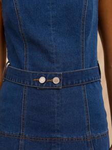 Avantive Summer Sleeveless Crop Denim Top For Women, Casual High-Street - Medium Wash - View 3