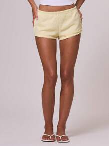 MUSERA 带衬里亮片针织迷你短裤 伊比沙岛假日 夏季度假 海滩 波西米亚风 节日 秋季 复活节 休闲 - 青檸色 - 查看 4