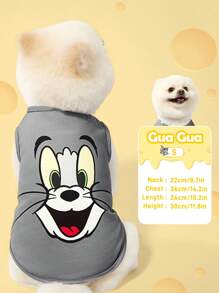 TOM & JERRY X SHEIN 1pc Cute Cartoon Printed Pet Vest, For Cats And Dogs, Available In Sizes XXS-XXXXXL, From Extra Small To Extra Large