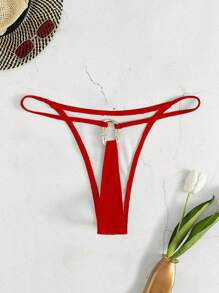 Swim SXY 女士性感丁字裤高开叉比基尼泳裤 - 紅色 - 查看 4