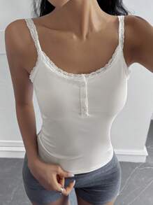 DAZY Women's Slim Fit Lace Trim Camisole Top Y2k Summer