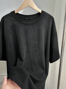 SHEIN EZwear Plus Size Women Black Zebra Print Short Sleeve Casual Oversized T-Shirt,Holiday Outfits,Summer,Vacation,European Summer,Streetwear,Y2K,Country,Beach,2000s Style,Western,Country Concert,School - Black - View 4