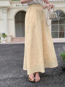 DAZY Chân váy nữ màu vàng dáng chữ A, đơn giản, cạp chun, kiểu dáng thường ngày, thích hợp cho mùa thu. - Màu vàng - Xem 4