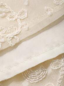 DAZY 女式蕾丝拼布直筒中长连衣裙（配腰带） - 杏色 - 查看 8