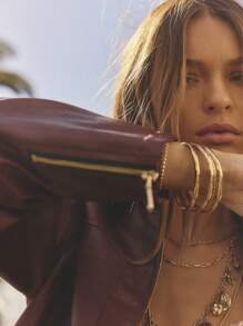 Aralina Winter Leather Look PU Cropped Jacket With Patch Pockets - Black - View 5