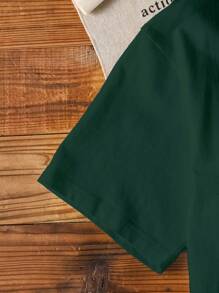 Camiseta de manga corta de cuello redondo con estampado de limones para mujeres de talla grande - Verde militar - Ver 5