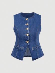 SHEIN MOD Plus Size Women's Denim Casual Top, Minimalist Fashion For Everyday Wear Summer Outfits For Women Summer Tops Vacation Outfits Woman Tube Top Tank Tops Women Tops Women Crop Tops Western Wear Women Going Out Tops Women Going Out Tops Spring Outfits For Women Western Tube Tops Women