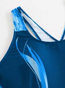 Swim SPRTY 1 件大码女式印花连体泳衣，时尚海滩度假休闲 - 彩色 - 查看 4