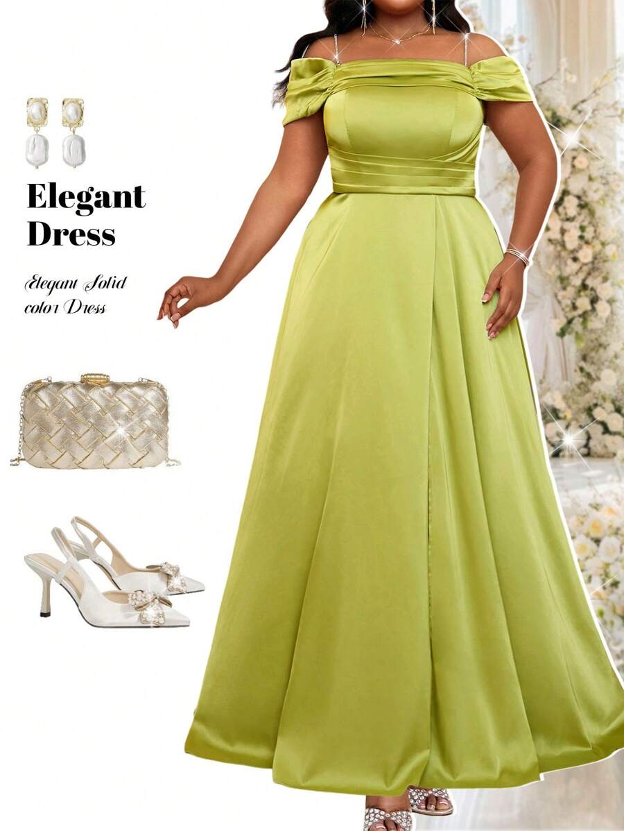 Fleurora Vestido de noche formal de talla grande (con bordados elaborados), vestido de fiesta, para invitados de boda