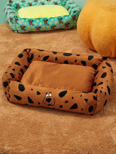 SCOOBY-DOO X SHEIN 卡通图案印花防滑宠物床，适合中小型宠物，可机洗，滚筒烘干机，