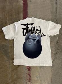 Noixe Men's Summer Casual Contrast Color Sculpture Ball Print T-Shirt