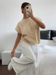 Siren Gaze Women's Floral Print Crew Neck Batwing Sleeve Casual Loose Knit Top,Knitted Sweater Summer