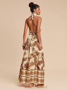 Travachic 女士度假棕榈树印花吊带连衣裙，女士夏季服装，女士休闲连衣裙，女士两件套，波西米亚热带印花，椰子树，度假，度假风格，沙滩装，春夏，复活节，假日，女士沙滩装，春假，度假女士，音乐会女士，波西米亚风，波西米亚，音乐节 - 綠色 - 查看 4