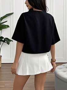 INAWLY Camisa tipo cárdigan con manga larga y lazo delantero, color rojo, para primavera - Negro - Ver 2