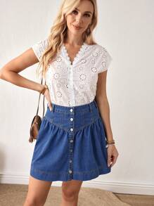 EMERY ROSE Falda vaquera minimalista y casual de unicolor para mujer