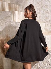 SHEIN LUNE Plus Size Rainbow Color Long Thin Cardigan (With Pockets) Fall Women Clothes For Autumn & Winter