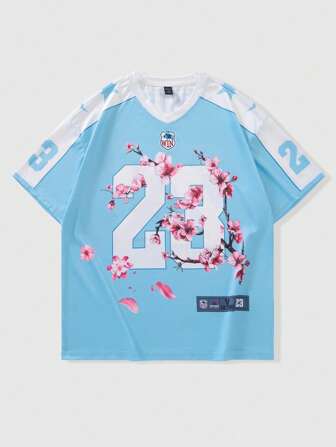 Prep Camiseta de manga corta con estampado de lema para hombres, apta para uso diario en primavera y verano