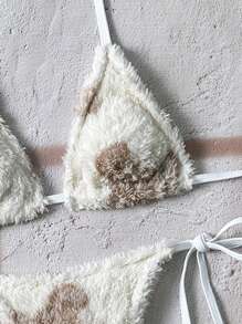 Swim Mod 2022 夏季沙滩青蛙印花可爱衬垫三角比基尼套装，适合年轻女孩 - 綠色 - 查看 4