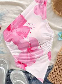 Soleia Blusa para mujer con estampado de flor tropical en rosa vintage efecto tie-dye, estilo casual de vacaciones, sexy, linda, estética Y2K de "chica coco", bohemia, apta para festivales de música, adecuada para el verano - Multicolor - Ver 3