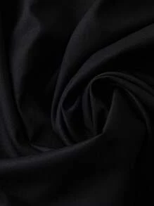 SHEIN LUNE 优雅通勤可爱简约休闲女式花卉印花时尚百搭舒适面料弹性腰部 A 字下摆设计黑色加大码裙子，春夏秋季