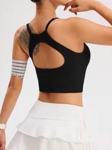 Easithlete حمالة صدر رياضية بسيطة بلون واحد طويلة بلا ظهر للنساء